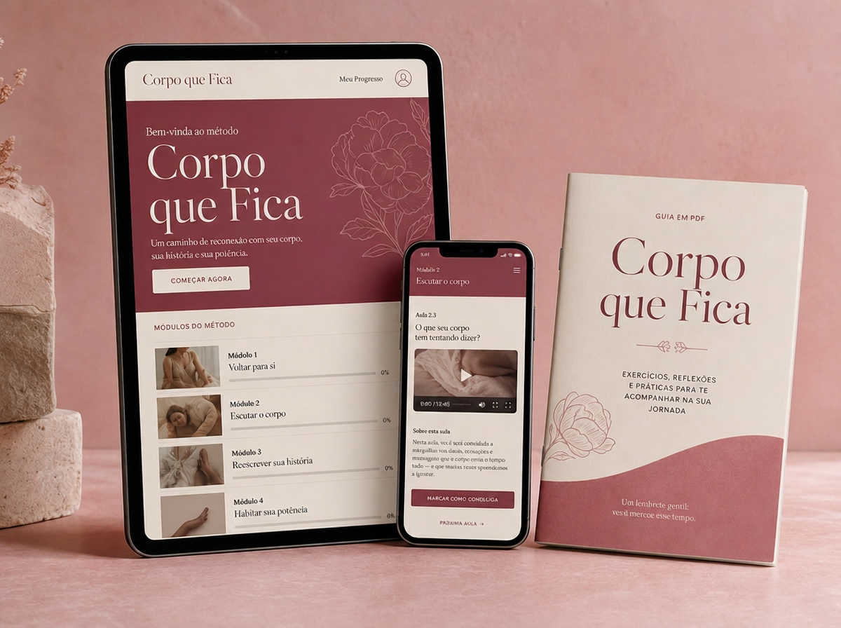 Método Corpo que Fica no tablet, no celular e guia em PDF