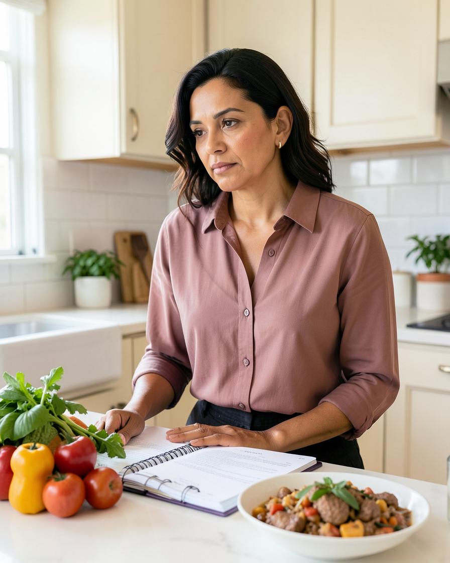 Mulher organizando alimentação e rotina para sustentar seus resultados